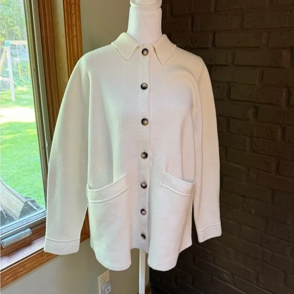 Sezane Will Knit Sweater Cardigan Size M Medium Cotton Wool Cream - Picture 2 of 8